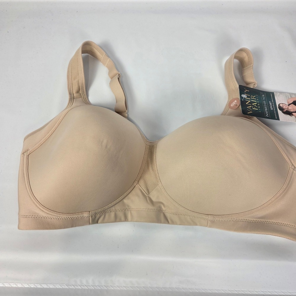 Vanity Fair Sport Wireless Moisture Wicking Breathable Bra Beige 40D NWT 71500TG